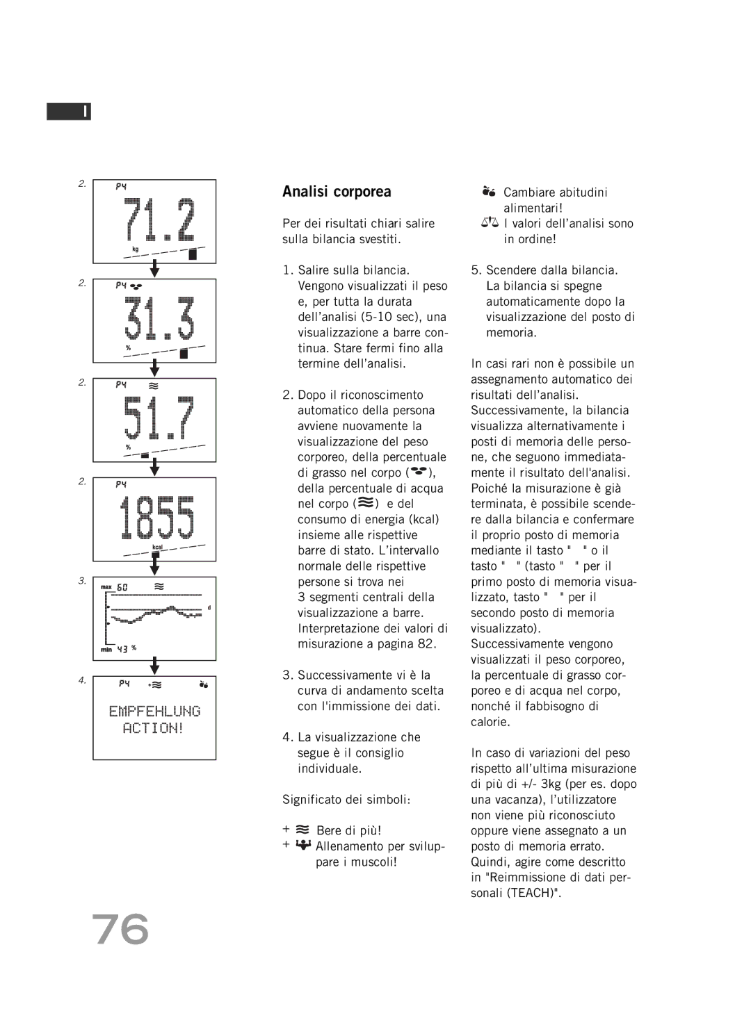 Soehnle FT4 manual Analisi corporea 