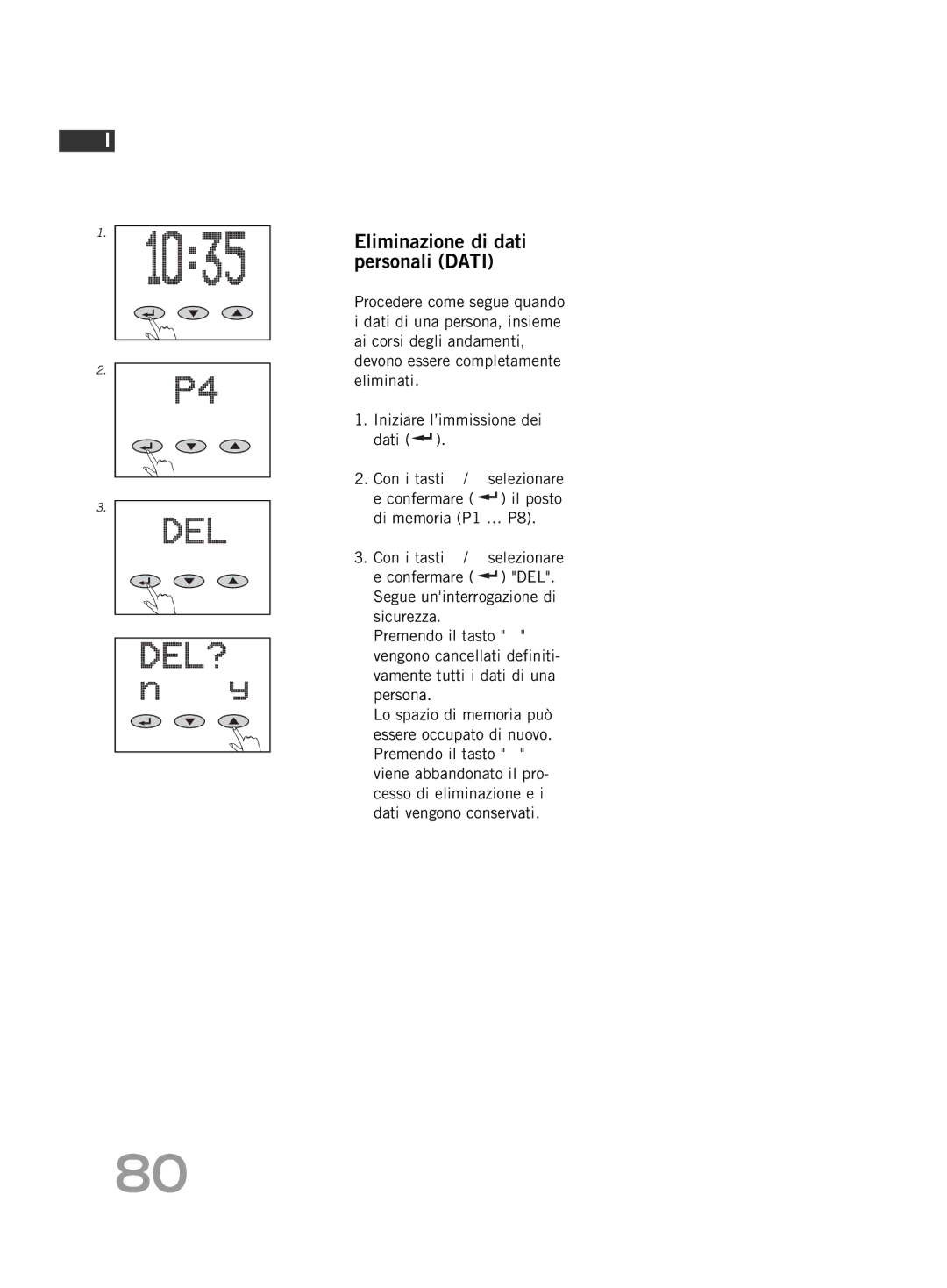 Soehnle FT4 manual Eliminazione di dati personali Dati 