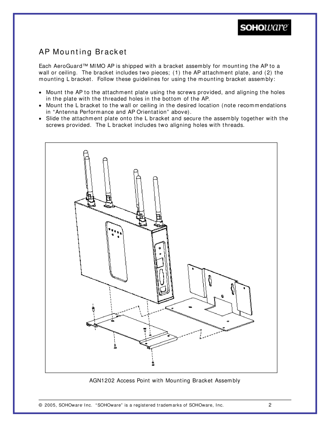 Soho manual AP Mounting Bracket 