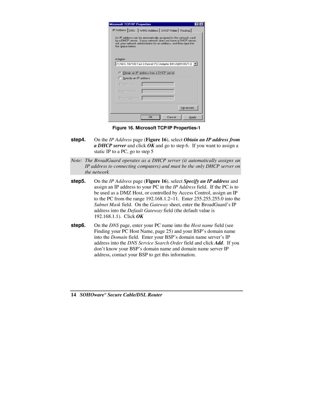 Soho NBG800 manual Microsoft TCP/IP Properties-1 