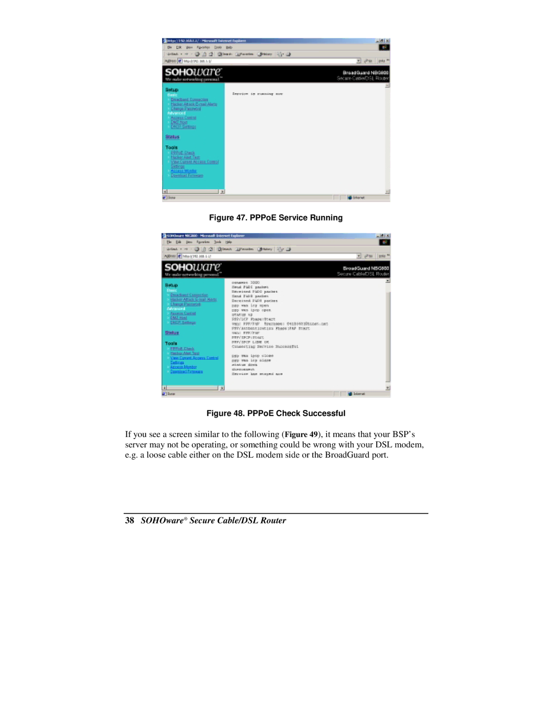 Soho NBG800 manual PPPoE Service Running 