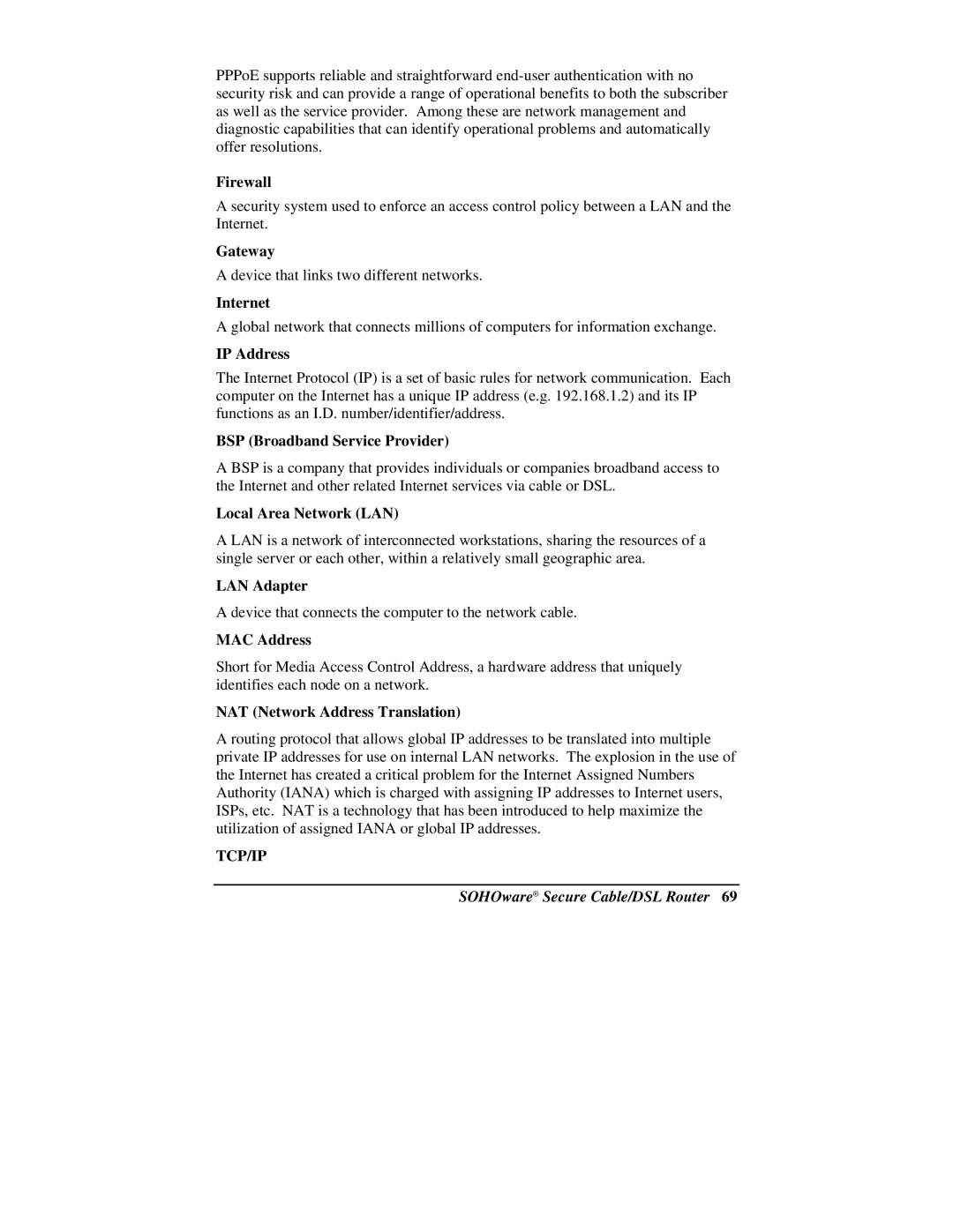 Soho NBG800 manual Tcp/Ip 