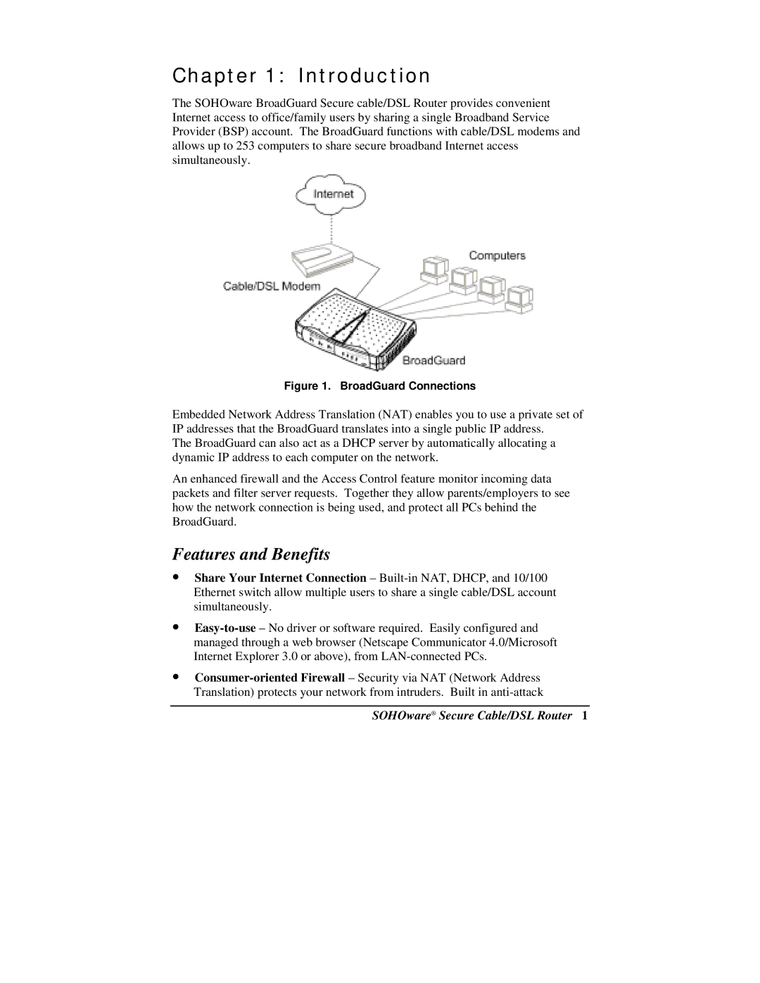 Soho NBG800 manual Introduction, Features and Benefits 