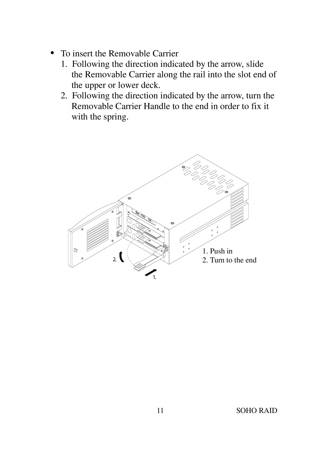 Soho SR2000 user manual Push Turn to the end 