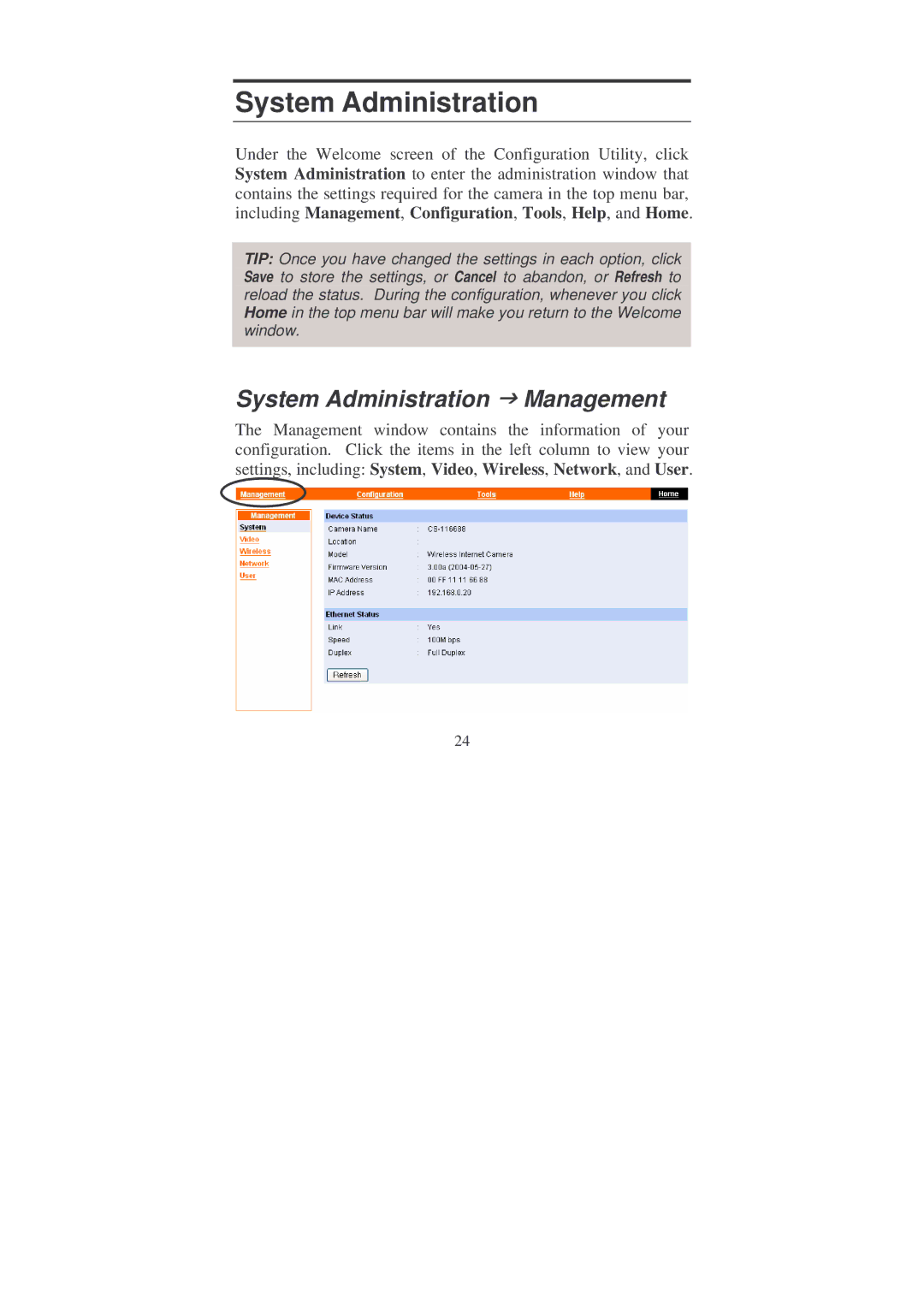 Soho Webcam manual System Administration Management 