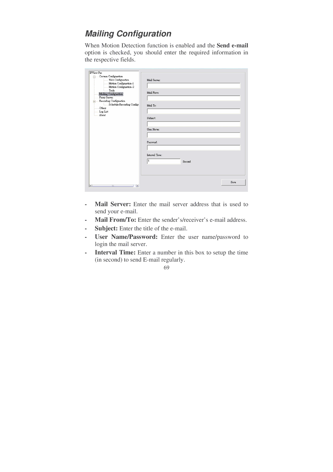 Soho Webcam manual Mailing Configuration 