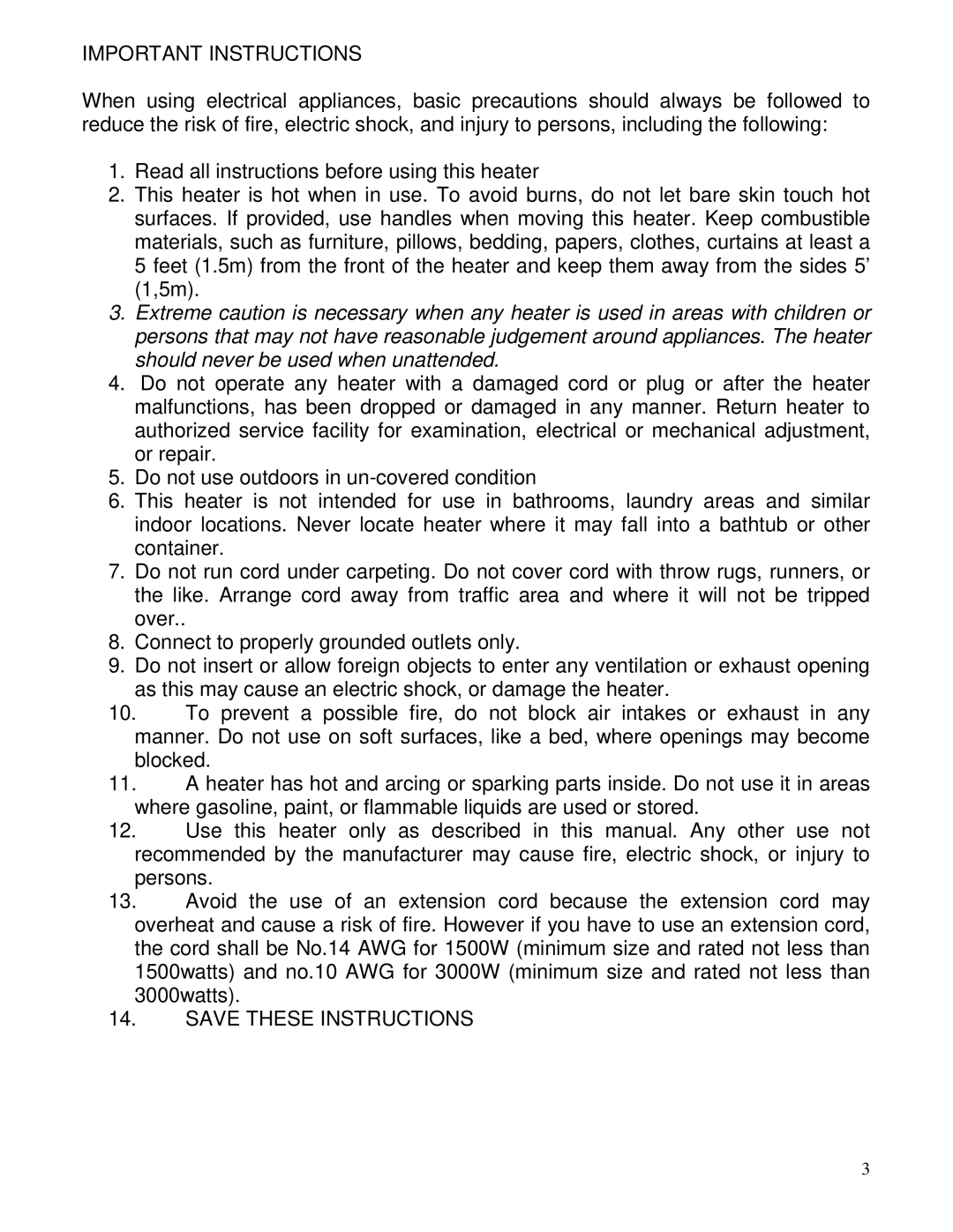 Solaira SCOMH03000SS, SCOMHO3000V, SCOMH01500 manual Important Instructions 