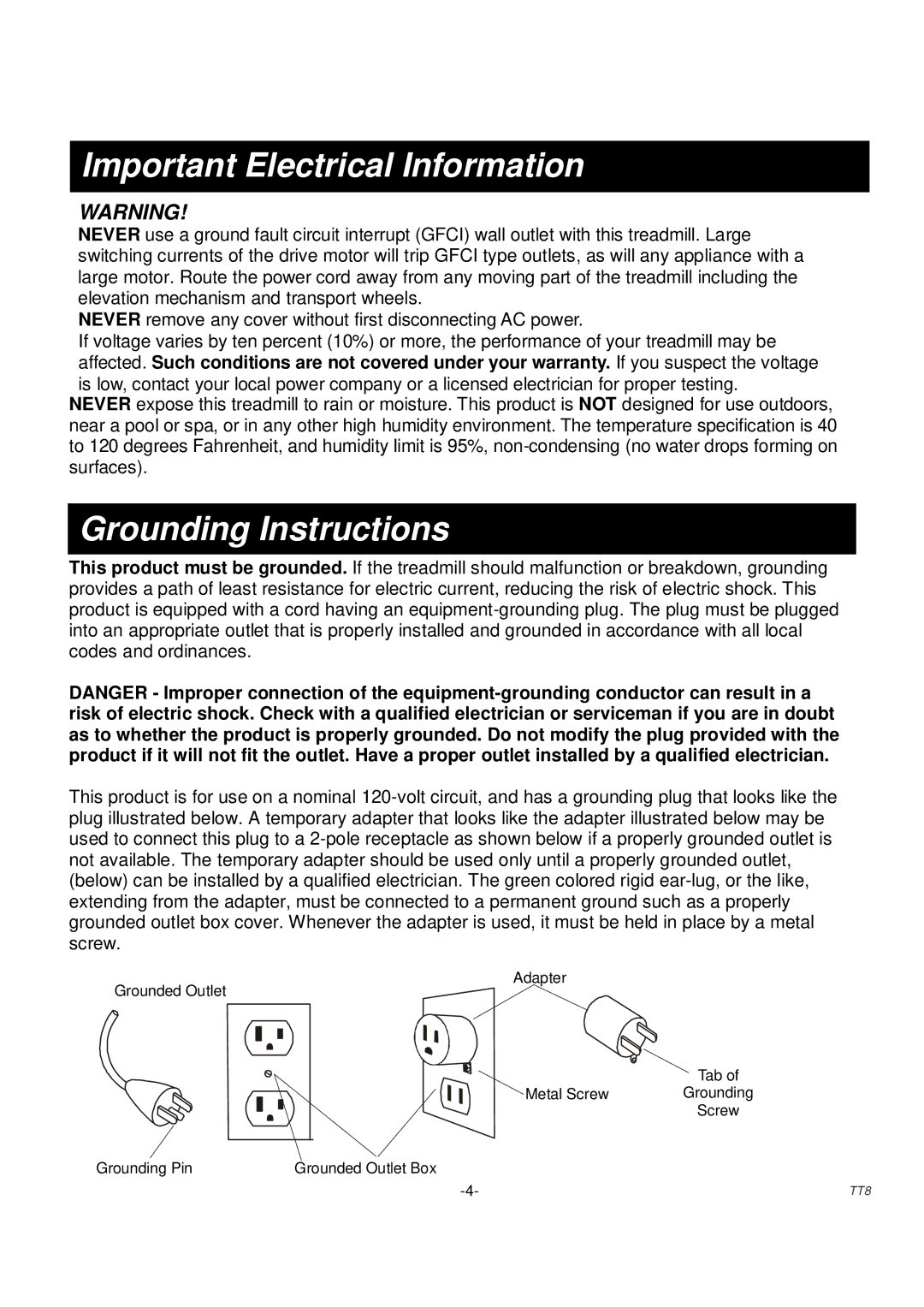 Sole Control Remotes TT8 manual Important Electrical Information, Grounding Instructions 