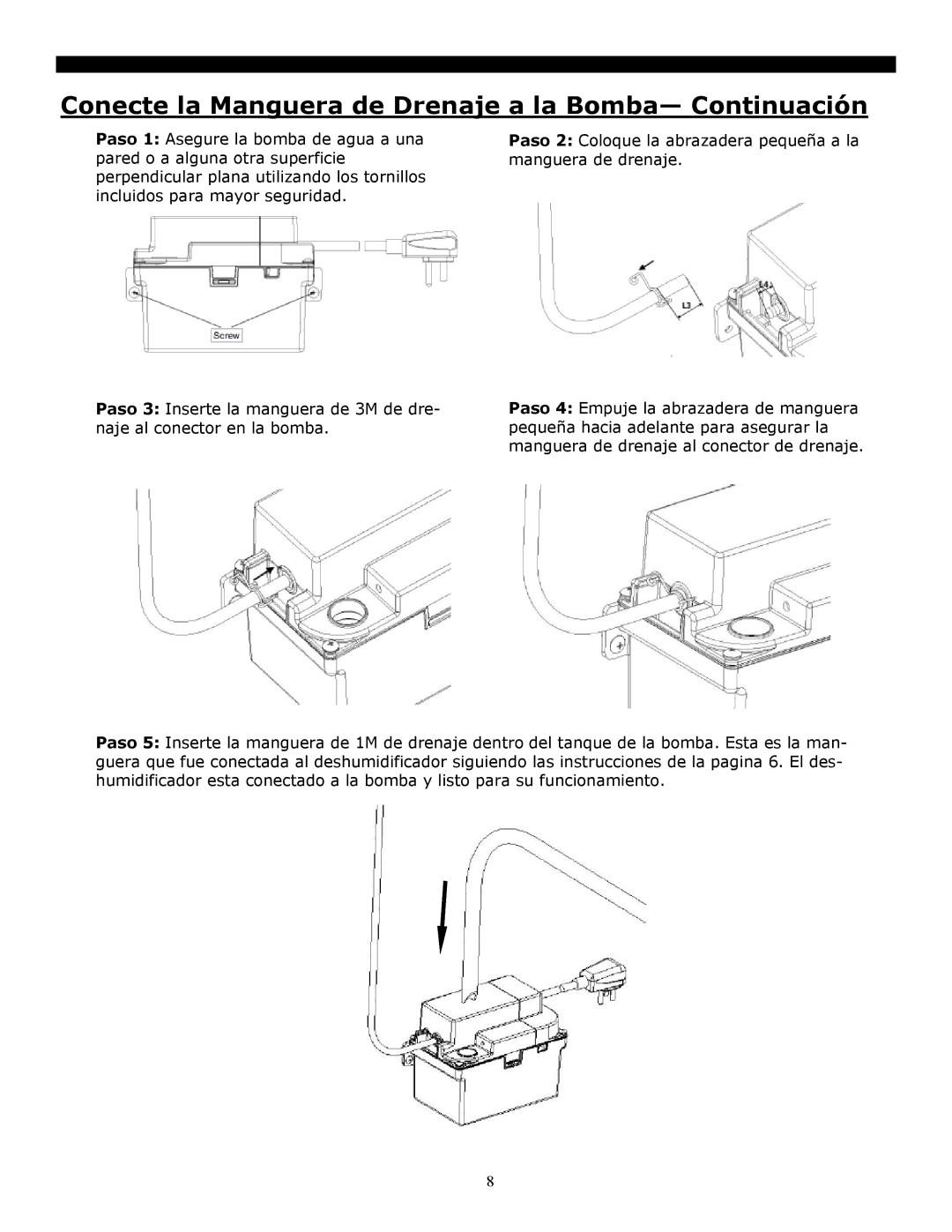 Soleus Air 1M, 3M manual Conecte la Manguera de Drenaje a la Bomba- Continuación 