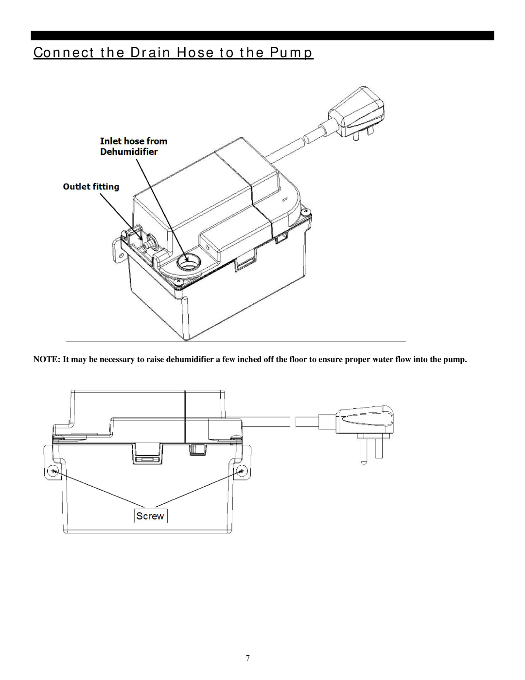 Soleus Air 3M, 1M manual Connect the Drain Hose to the Pump 