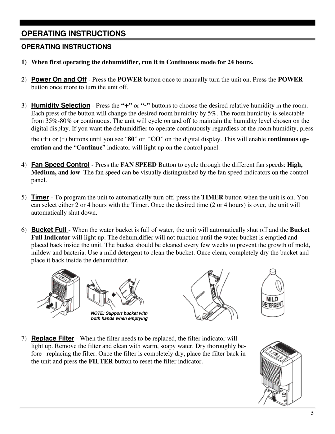 Soleus Air DP1-40-03, DP1-30-03 manual Operating Instructions 