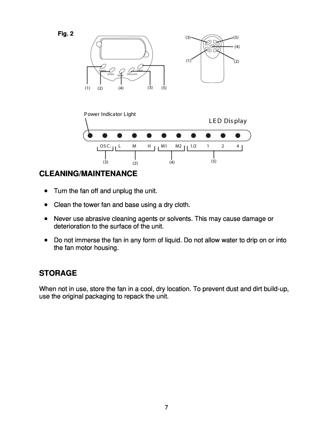 Soleus Air FC1-42R-03 owner manual Cleaning/Maintenance, Storage 