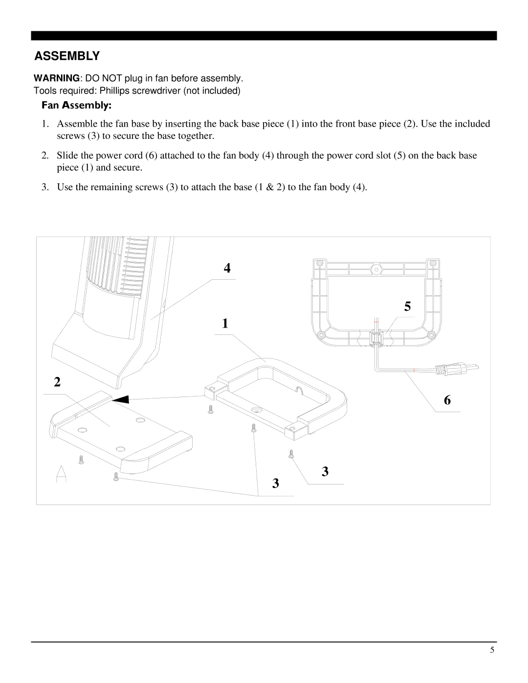 Soleus Air FC3-35R-12 manual Fan Assembly 