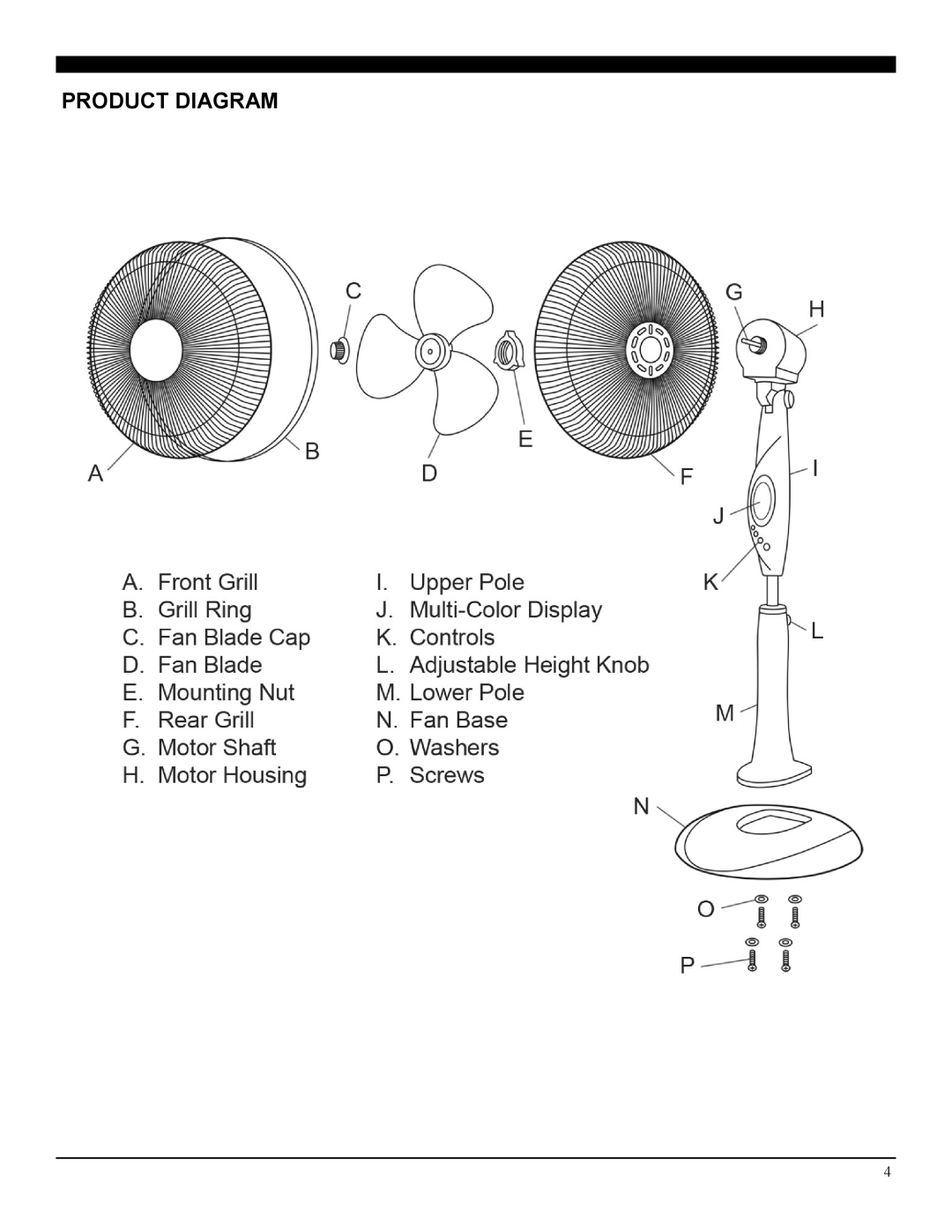 Soleus Air FS1-40R-33 manual Product Diagram 