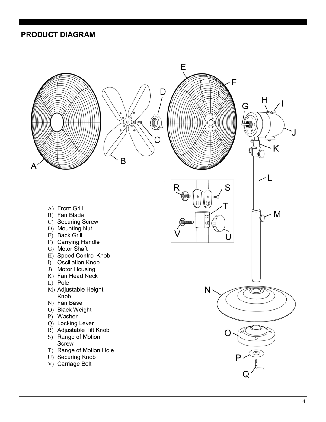 Soleus Air FSM-40 manual Product Diagram 