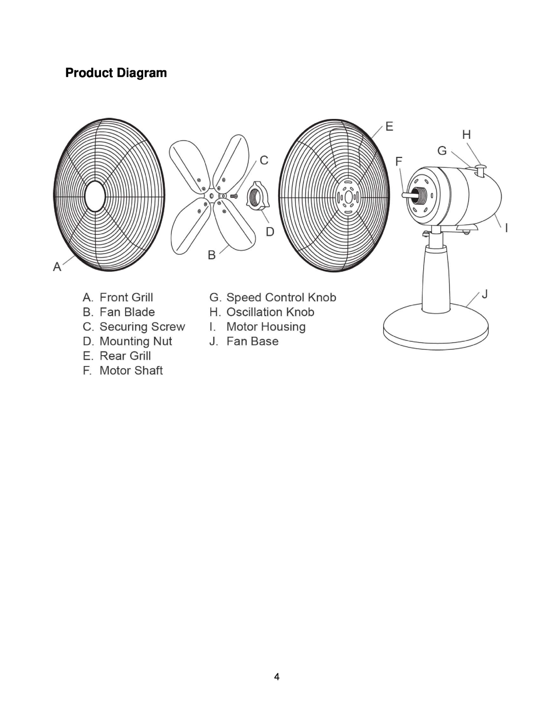 Soleus Air FT1-30-44 owner manual Product Diagram 