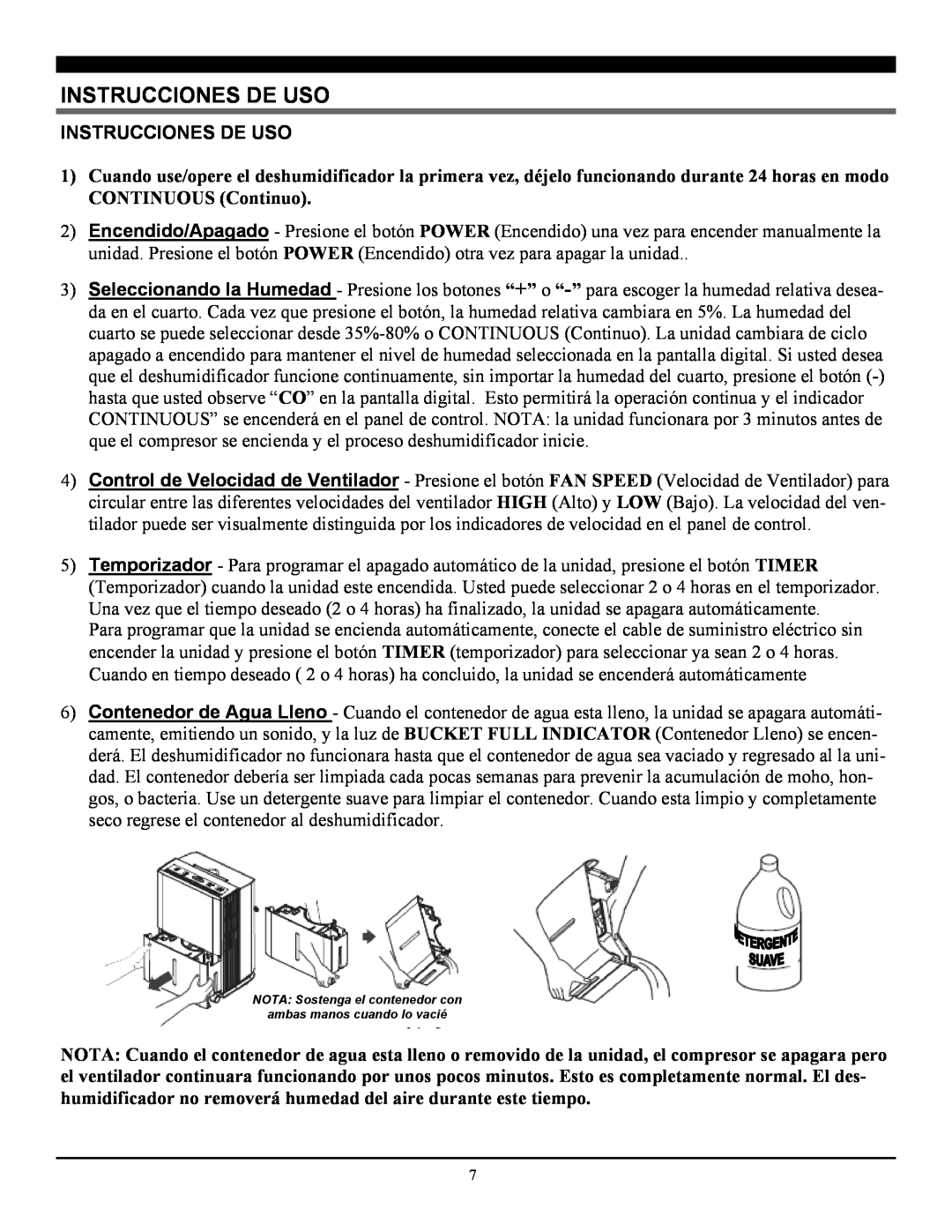 Soleus Air GL-DEH-70P-2 operating instructions Instrucciones De Uso 