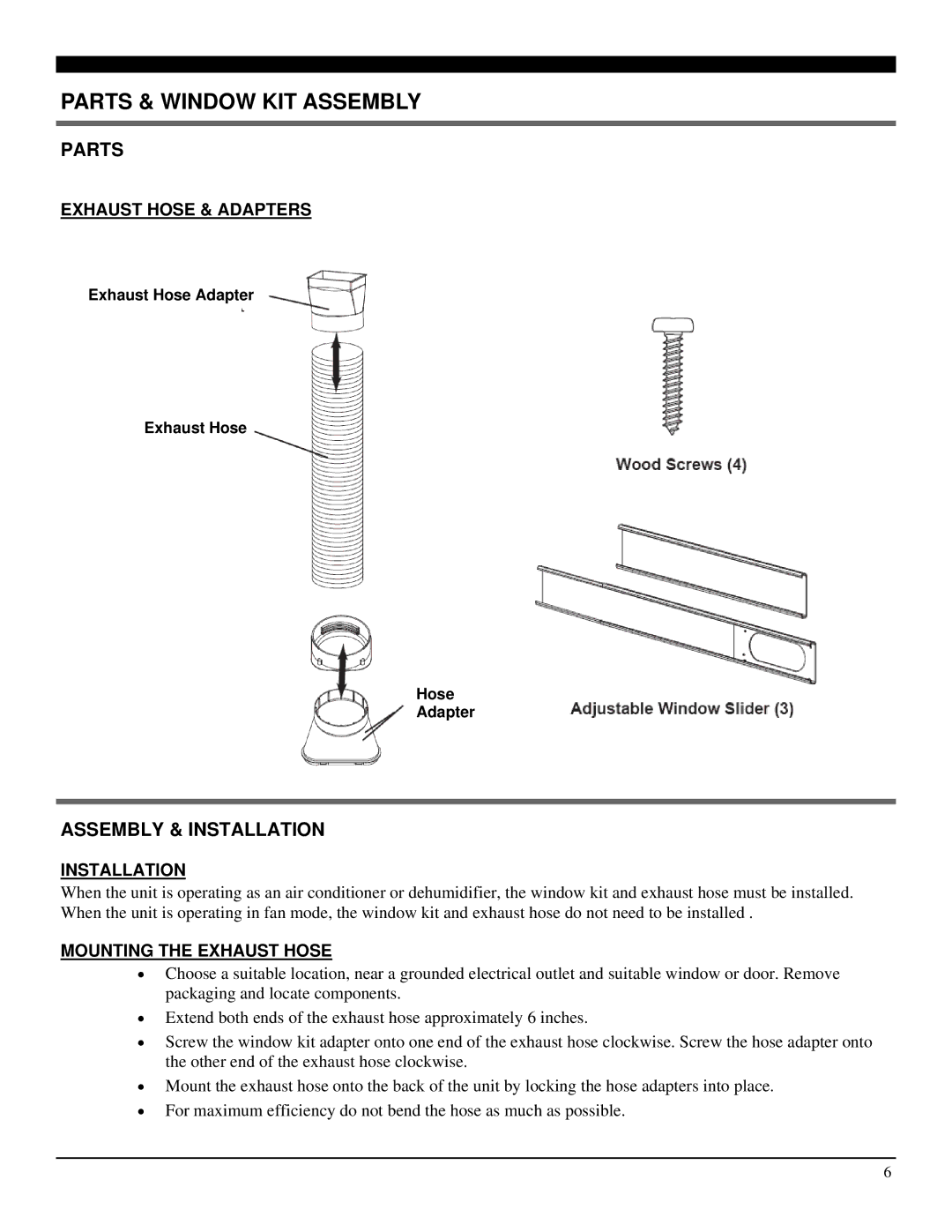 Soleus Air GL-PAC-08E4 manual Parts & Window KIT Assembly, Assembly & Installation 