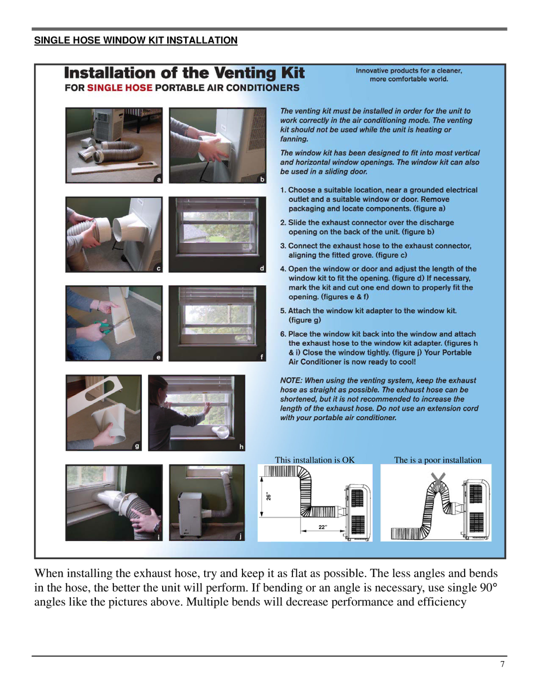 Soleus Air GL-PAC-08E4 manual Single Hose Window KIT Installation 