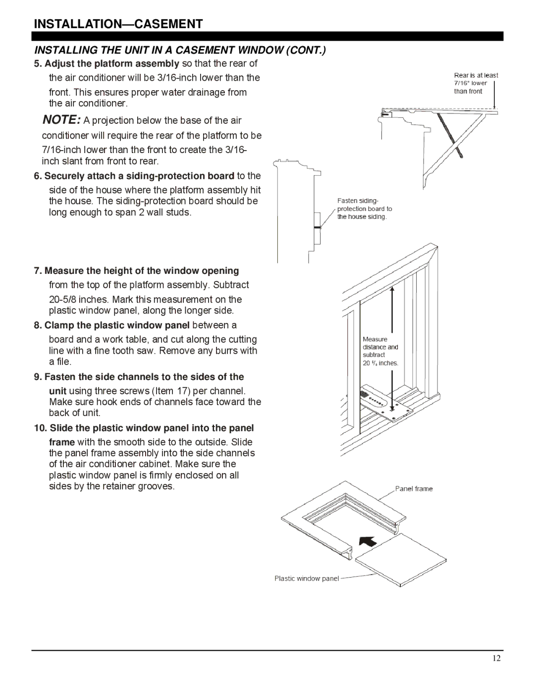 Soleus Air GM-CAC-10SE, GM-CAC-08ESE manual Clamp the plastic window panel between a, Fasten the side channels to the sides 