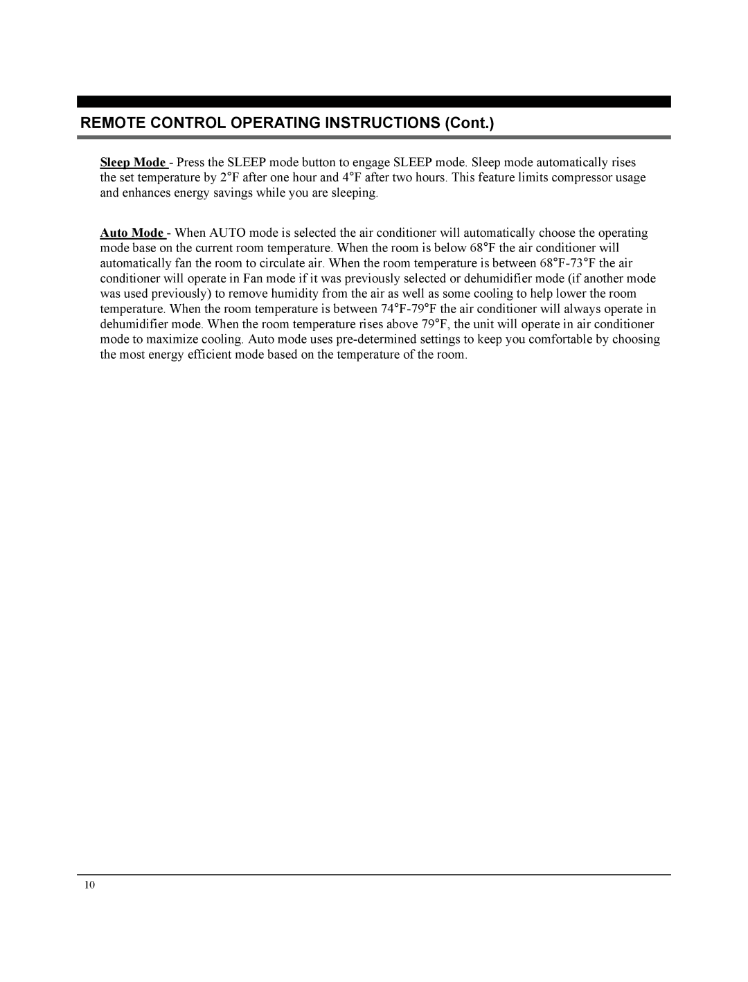 Soleus Air GM-PAC-08E3 manual Remote Control Operating Instructions 