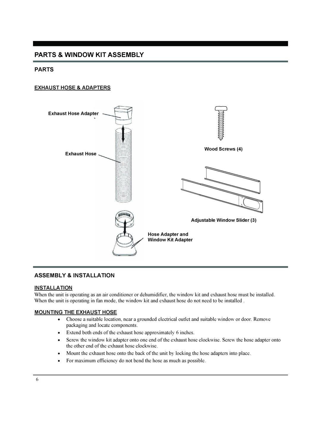 Soleus Air GM-PAC-08E3 manual Parts & Window KIT Assembly, Assembly & Installation 