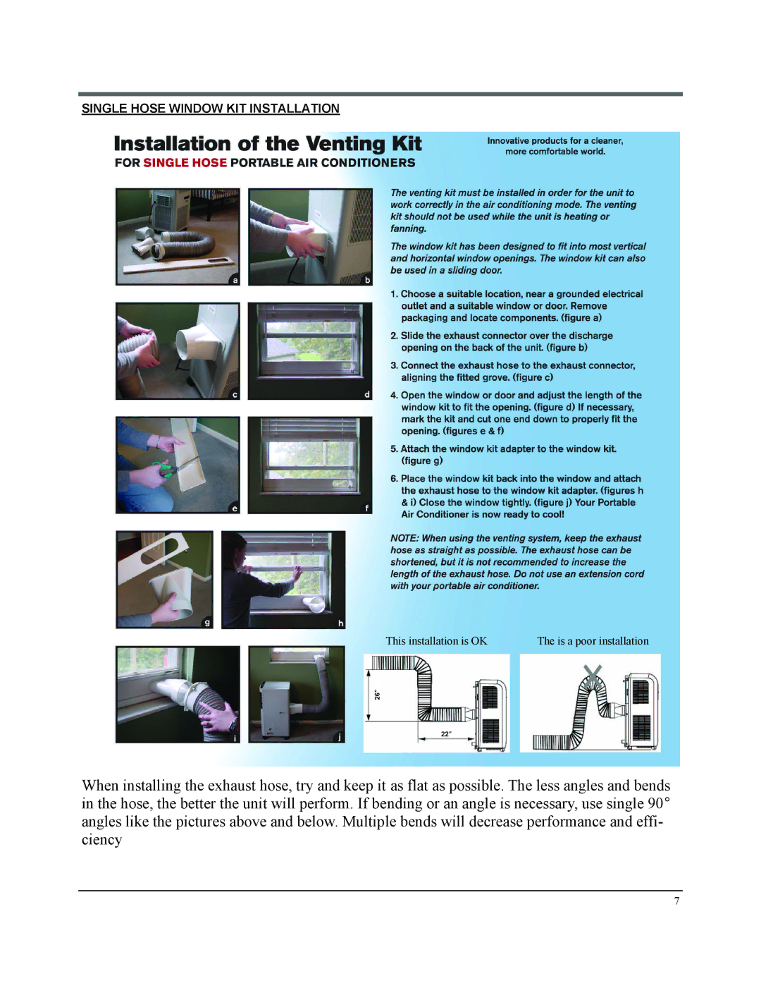 Soleus Air GM-PAC-08E3 manual Single Hose Window KIT Installation 