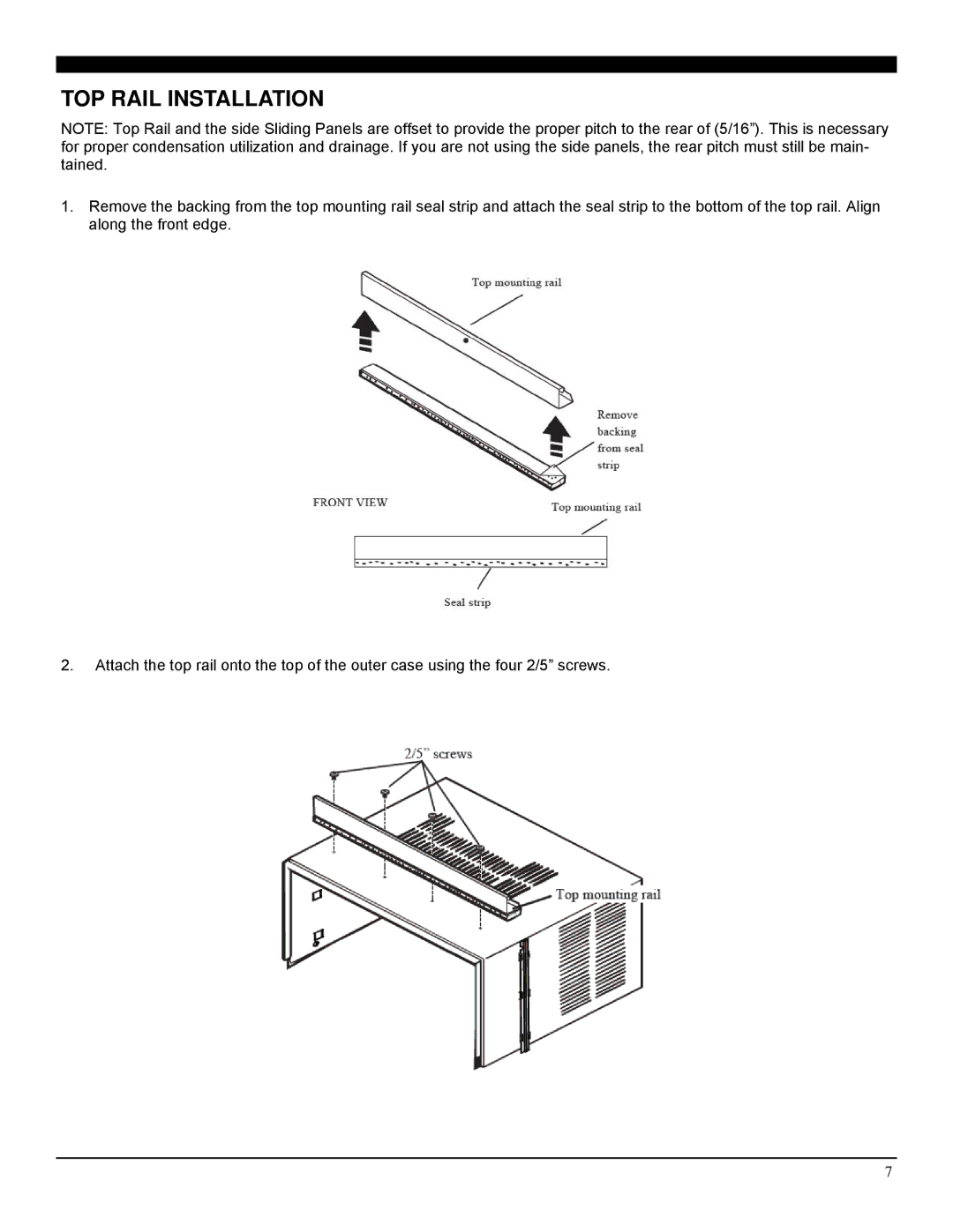 Soleus Air GM-WAC-06ESE-C, GM-WAC-06SE-C, GM-WAC-08ESE-C manual TOP Rail Installation 