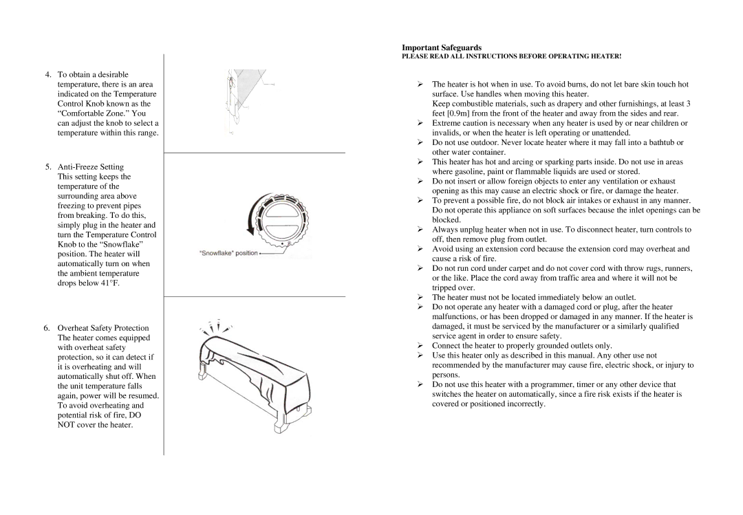 Soleus Air HGW-203 user manual Important Safeguards 