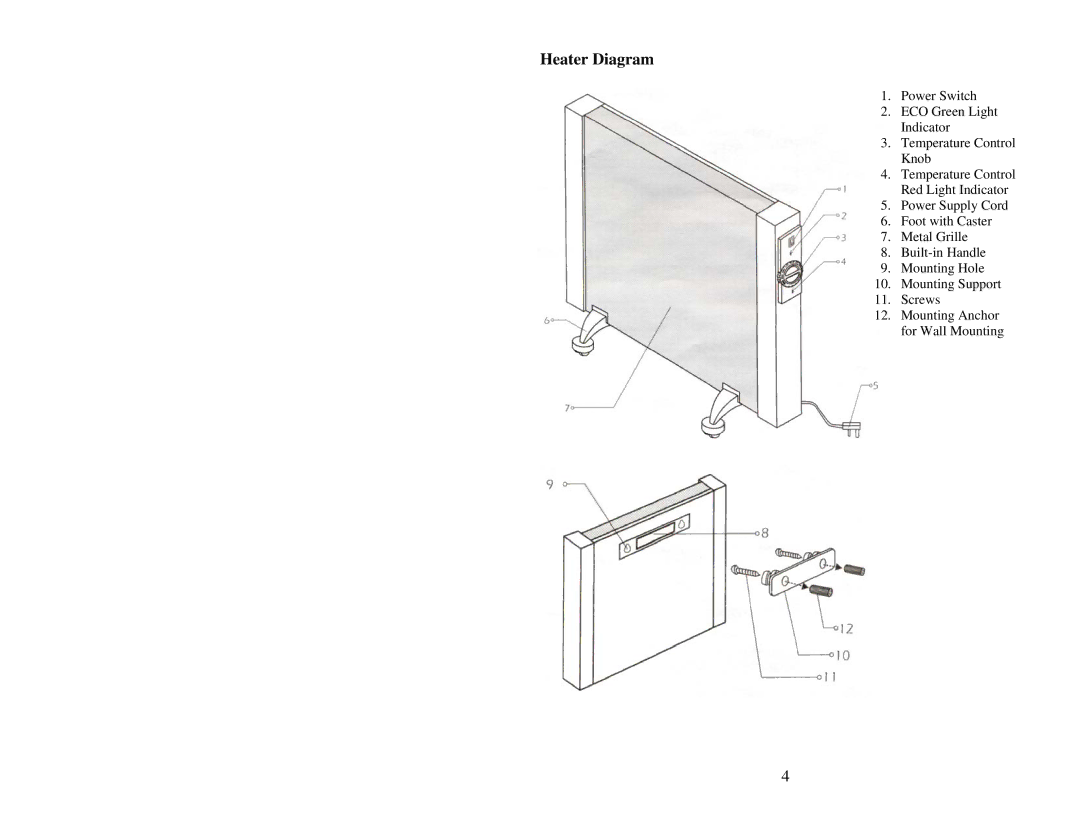 Soleus Air HGW-308 user manual Heater Diagram 