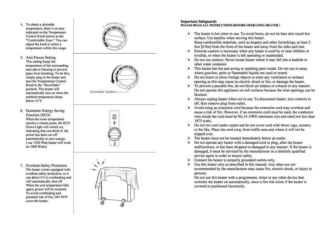 Soleus Air HGW-308 user manual Important Safeguards 