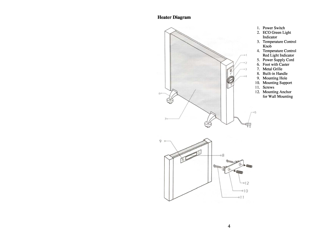 Soleus Air HGW-308 user manual Heater Diagram 