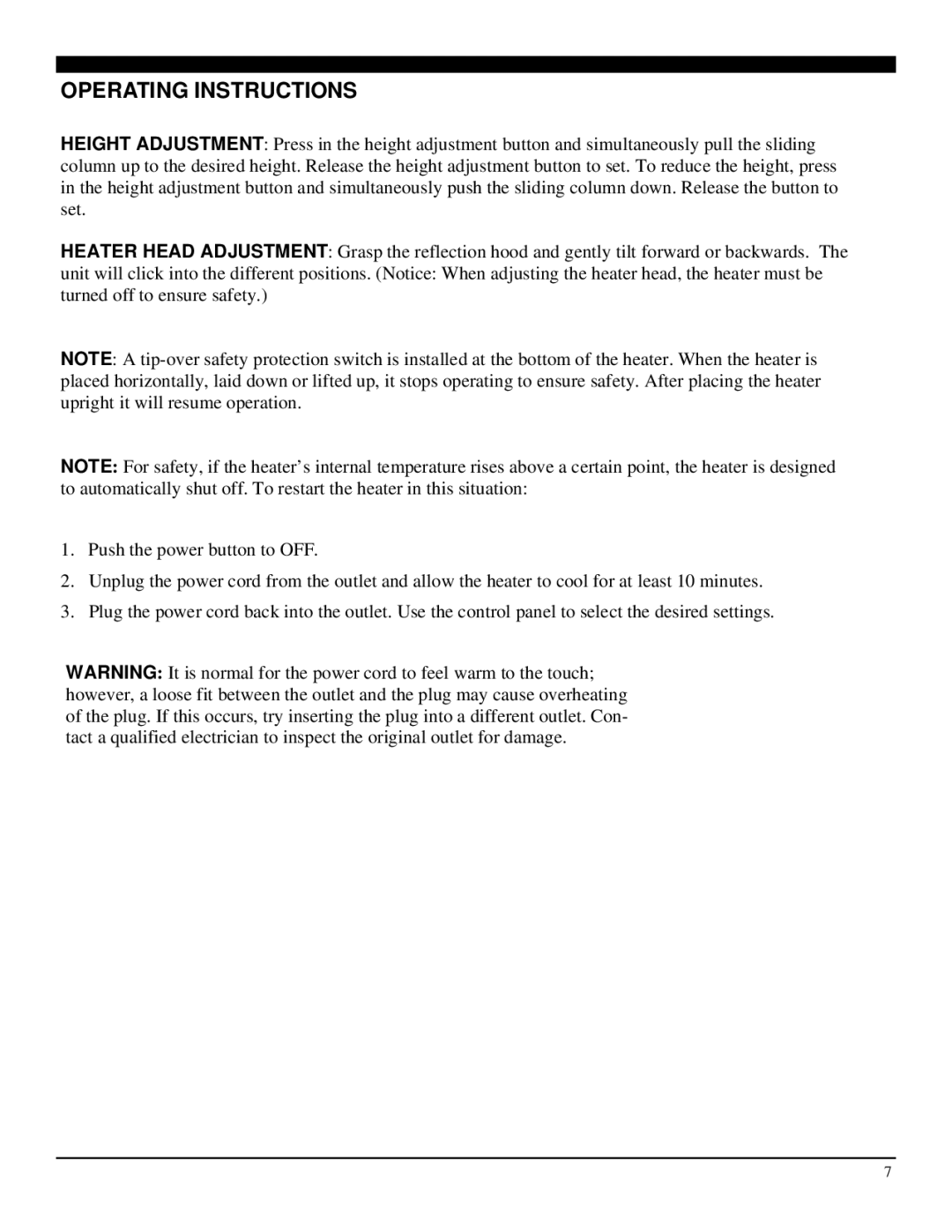 Soleus Air HR1-08R-21 operating instructions Operating Instructions 