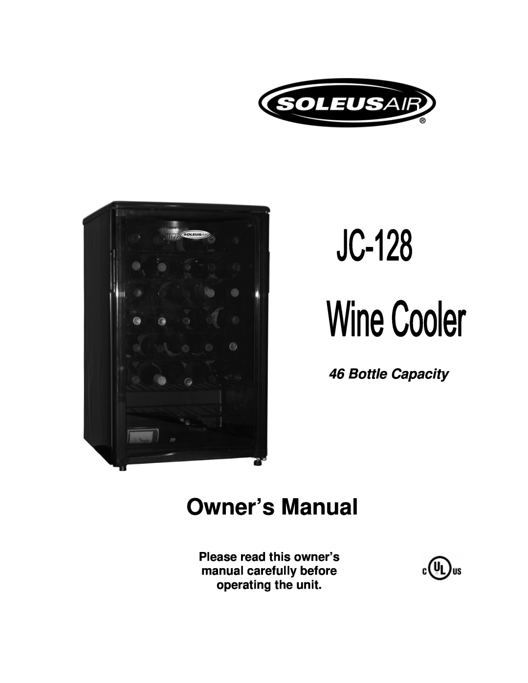 Soleus Air JC-128 owner manual Bottle Capacity 