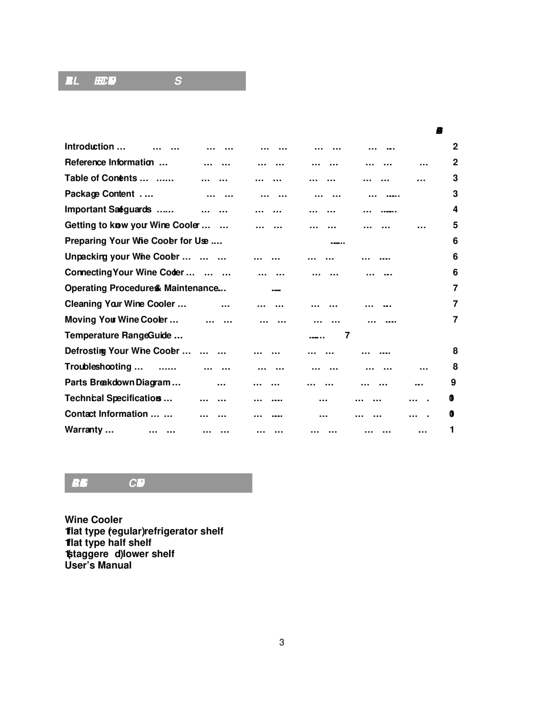 Soleus Air JC-46 owner manual Table of Contents, Package Content 