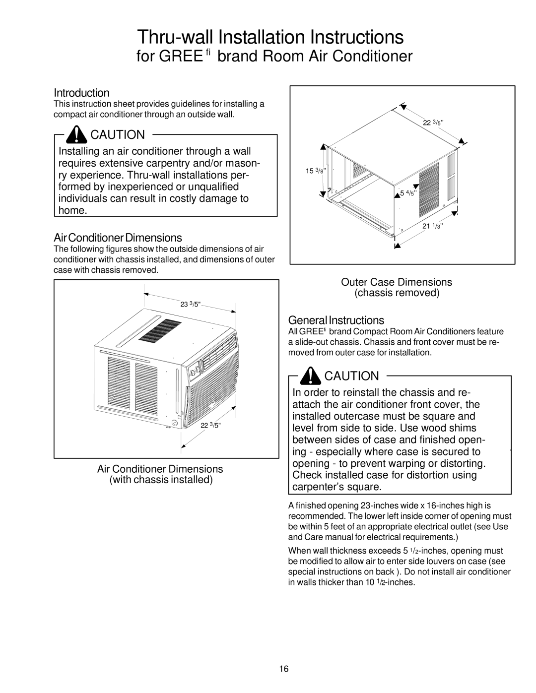 Soleus Air KC-30H / KC-35H installation manual Introduction, AirConditionerDimensions, GeneralInstructions 