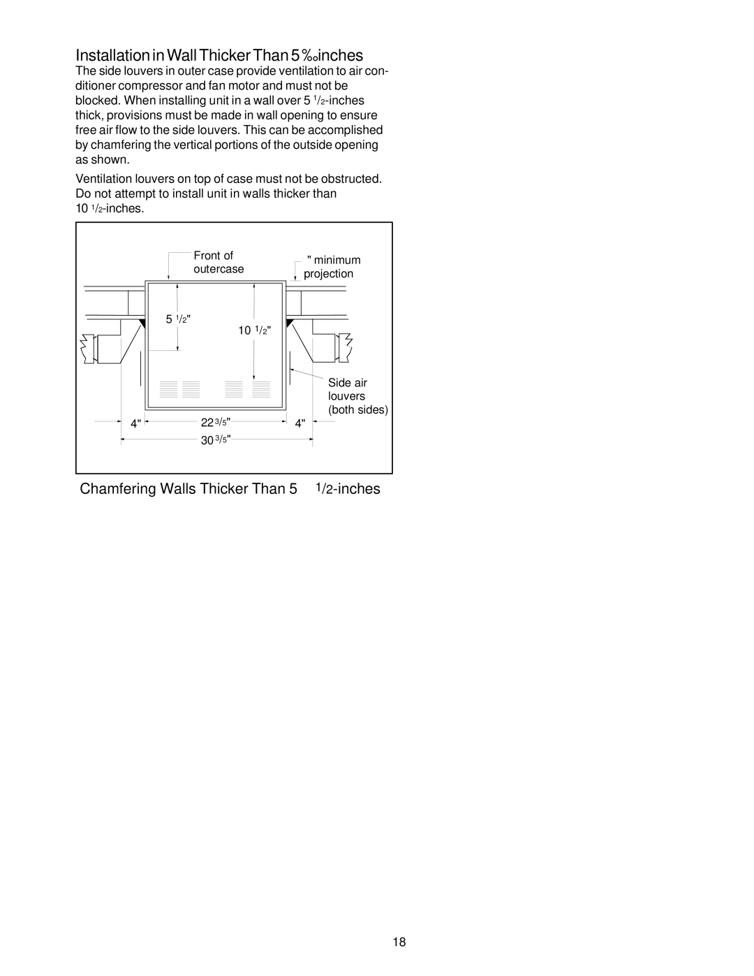 Soleus Air KC-30H / KC-35H installation manual Installation in Wall Thicker Than 5 ½inches 