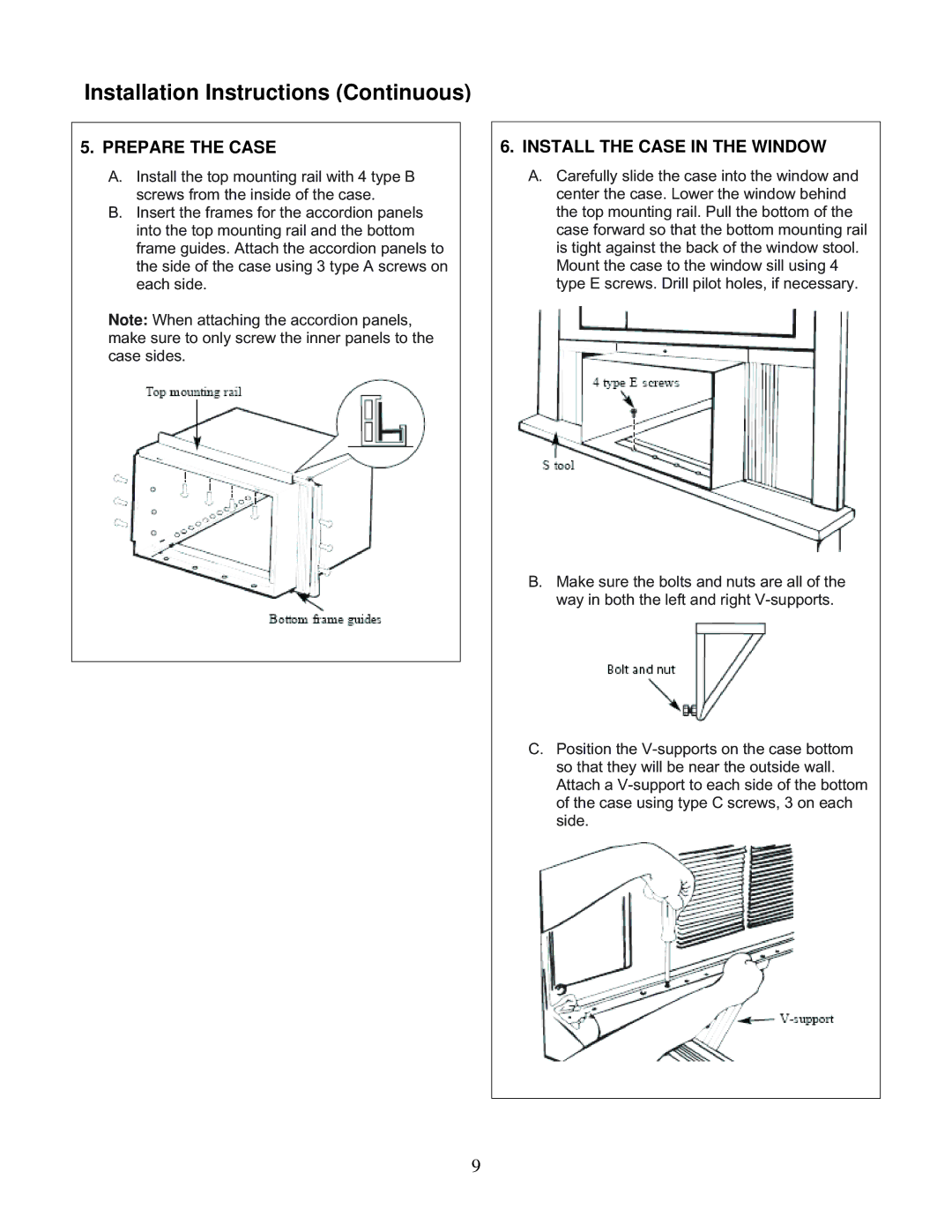 Soleus Air KC-45H installation manual Prepare the Case, Install the Case in the Window 