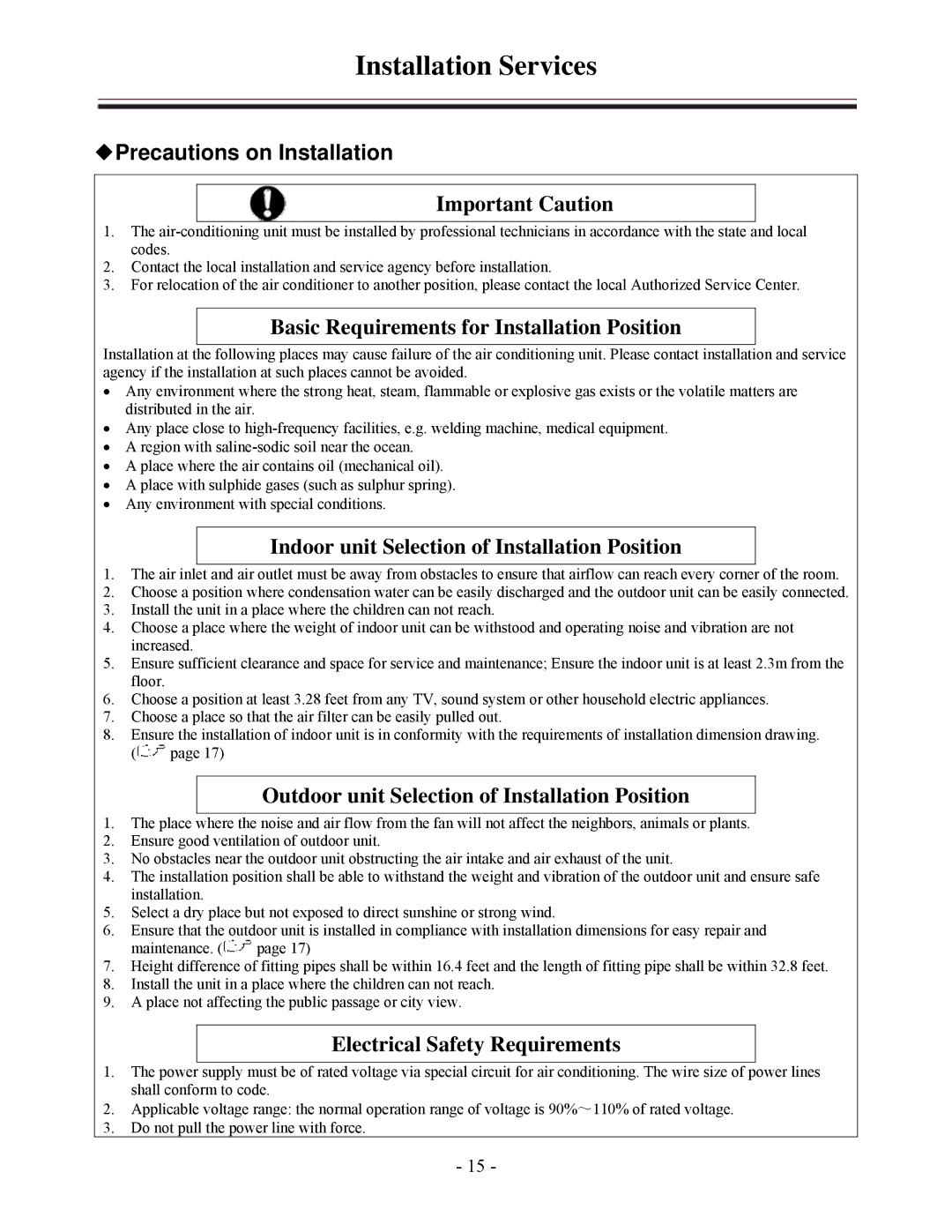 Soleus Air KFHHP-18-OD, KFHHP-18-ID installation manual Precautions on Installation 