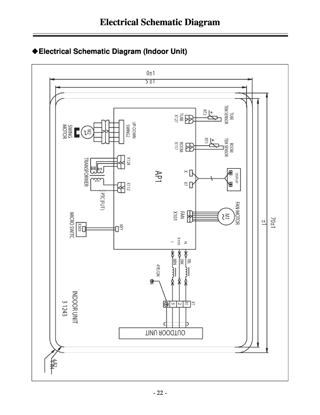 Soleus Air KFHHP-18-ID, KFHHP-18-OD installation manual Electrical Schematic Diagram Indoor Unit 