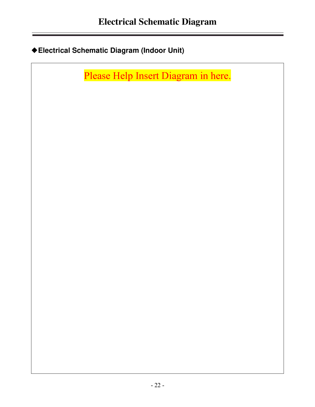 Soleus Air KFHHP-22-OD, KFHHP-22-ID installation manual Electrical Schematic Diagram Indoor Unit 