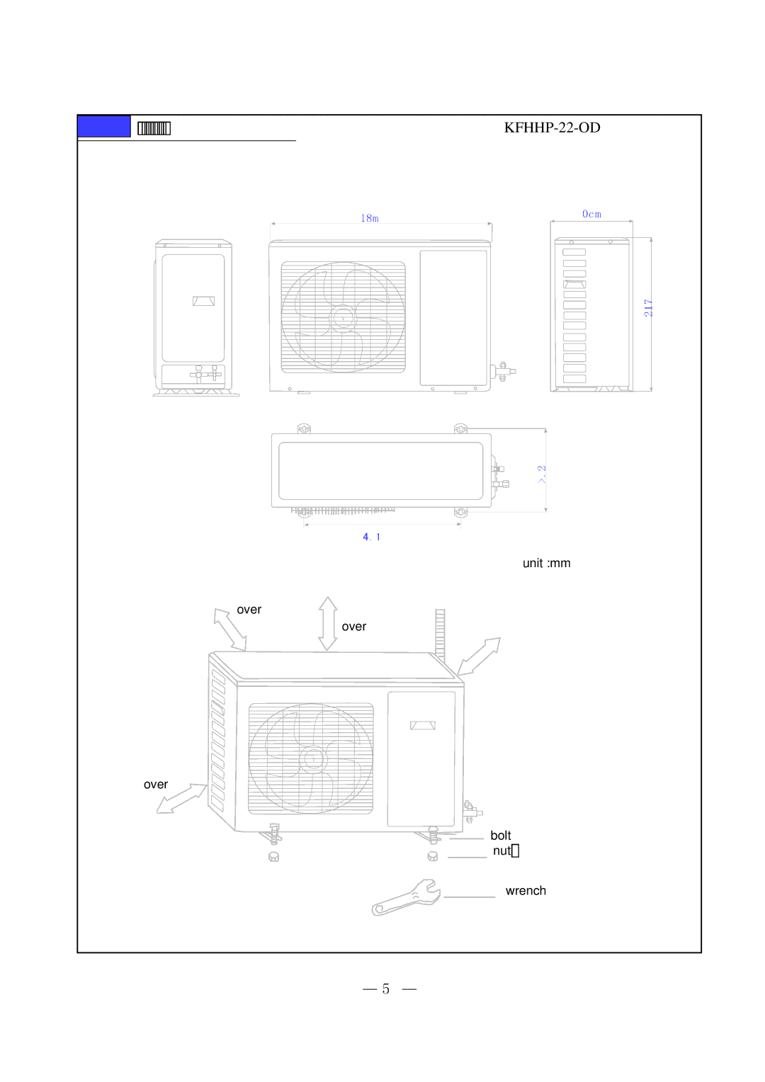 Soleus Air KFHHP-22 service manual Overall and installation dimension of outdoor unit, NutGgggg 