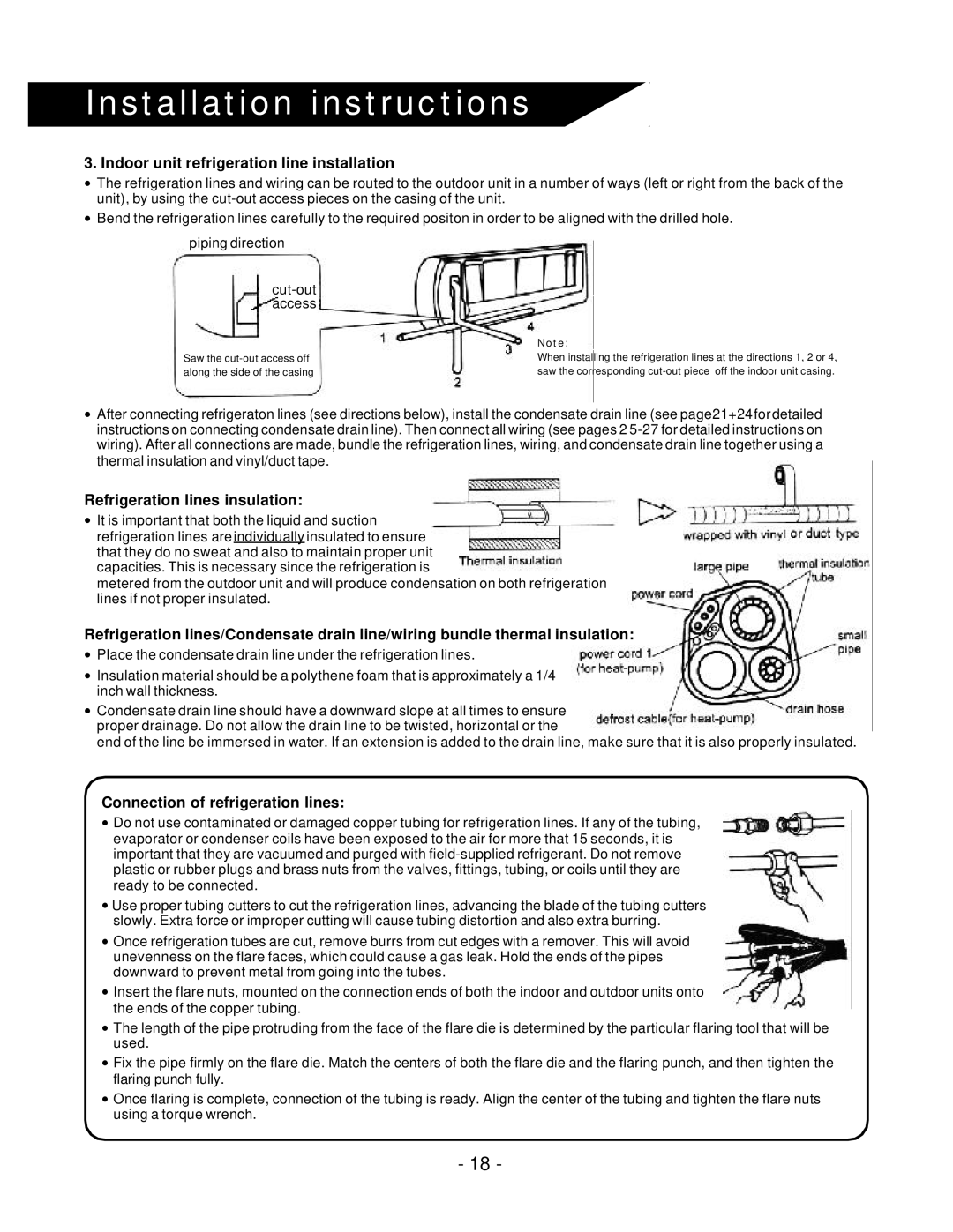 Soleus Air KFR/KFS Series manual Indoor unit refrigeration line installation, Refrigeration lines insulation 