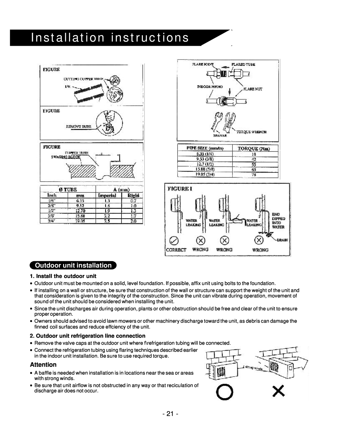 Soleus Air KFR/KFS Series manual Installation instructions, Outdoor unit installation, Install the outdoor unit 