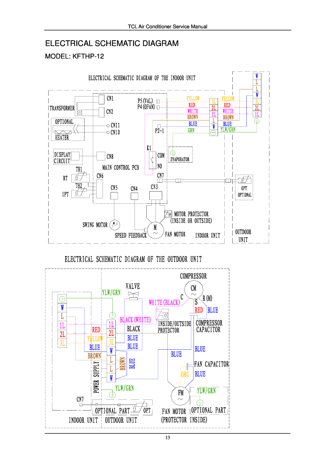 Soleus Air KFTHP-09, KFTHP-18, KFTHP-24 service manual Electrical Schematic Diagram, MODEL KFTHP-12 