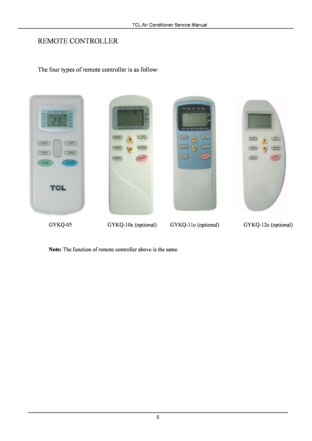 Soleus Air KFTHP-12, KFTHP-09, KFTHP-18, KFTHP-24 Remote Controller, The four types of remote controller is as follow 