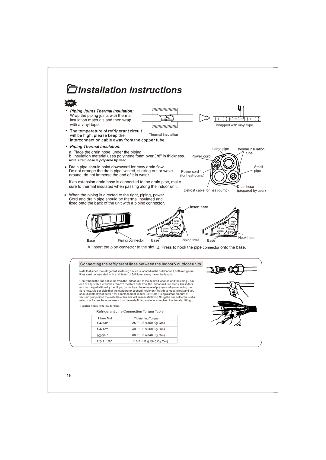 Soleus Air KFTHP-18-ID manual With a vinyl tape, Temperature of refrigerant circuit, Place the drain hose under the piping 