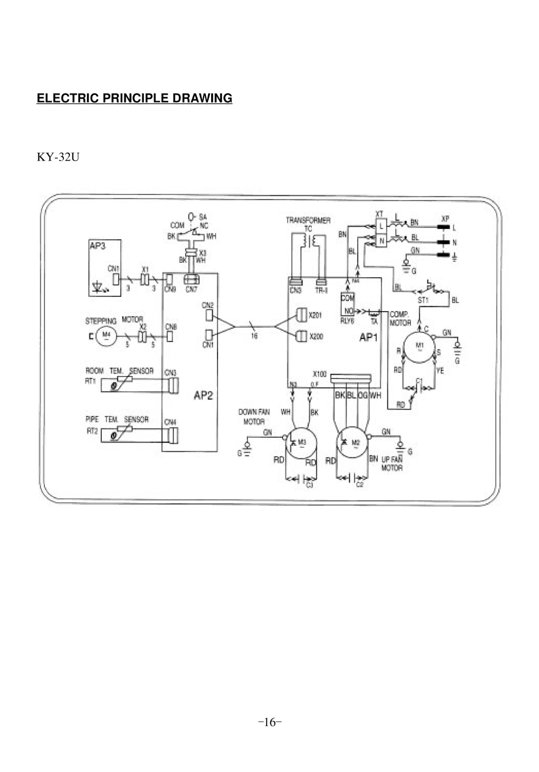 Soleus Air KY-320 manual Electric Principle Drawing 