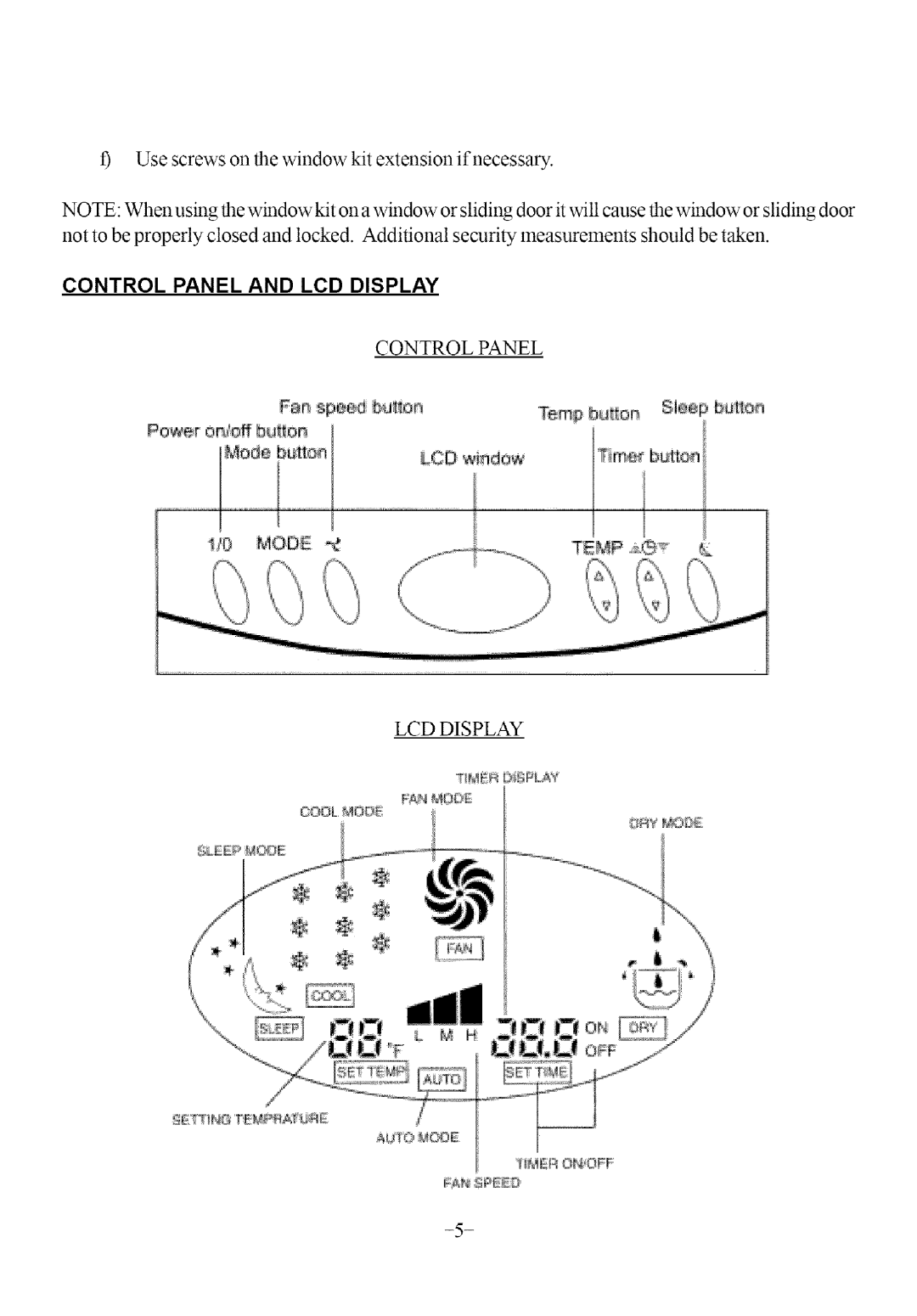 Soleus Air KY-32U user manual Mode, Control Panel and LCD Display 