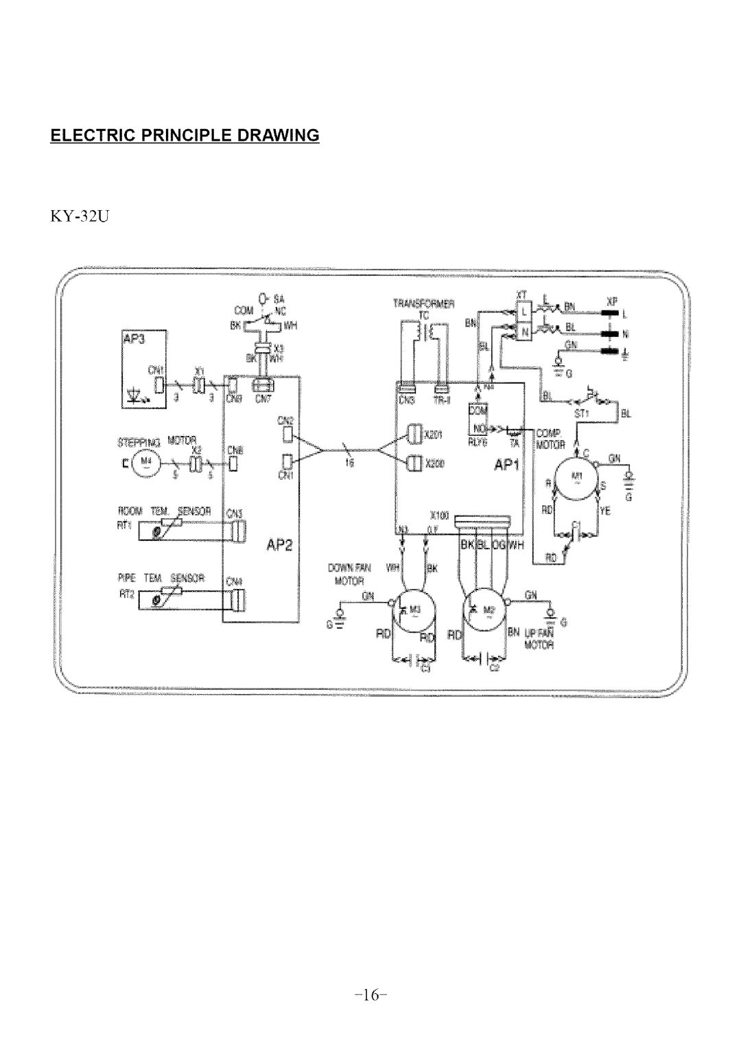 Soleus Air KY-32U user manual Electric Principle Drawing 